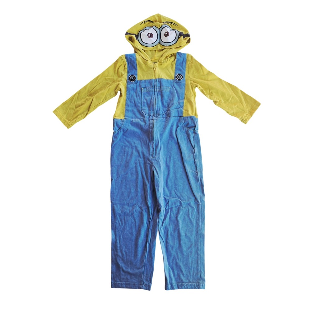 Kids Minions Costume Hoodie Jumpsuit Overalls‎ 5T Yellow Blue Halloween